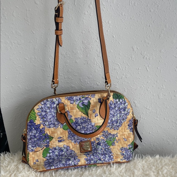 Dooney & Bourke Blue Floral Tan Satchel - Picture 13 of 15